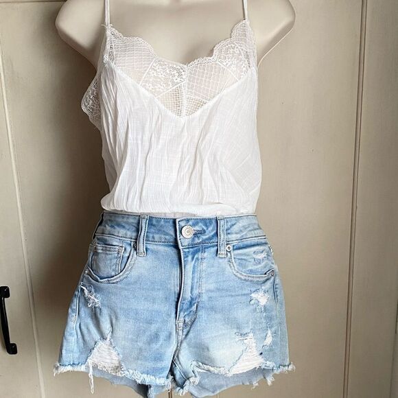 White Boho Lace Trim Cami Camisole Tank Top S - Picture 1 of 8